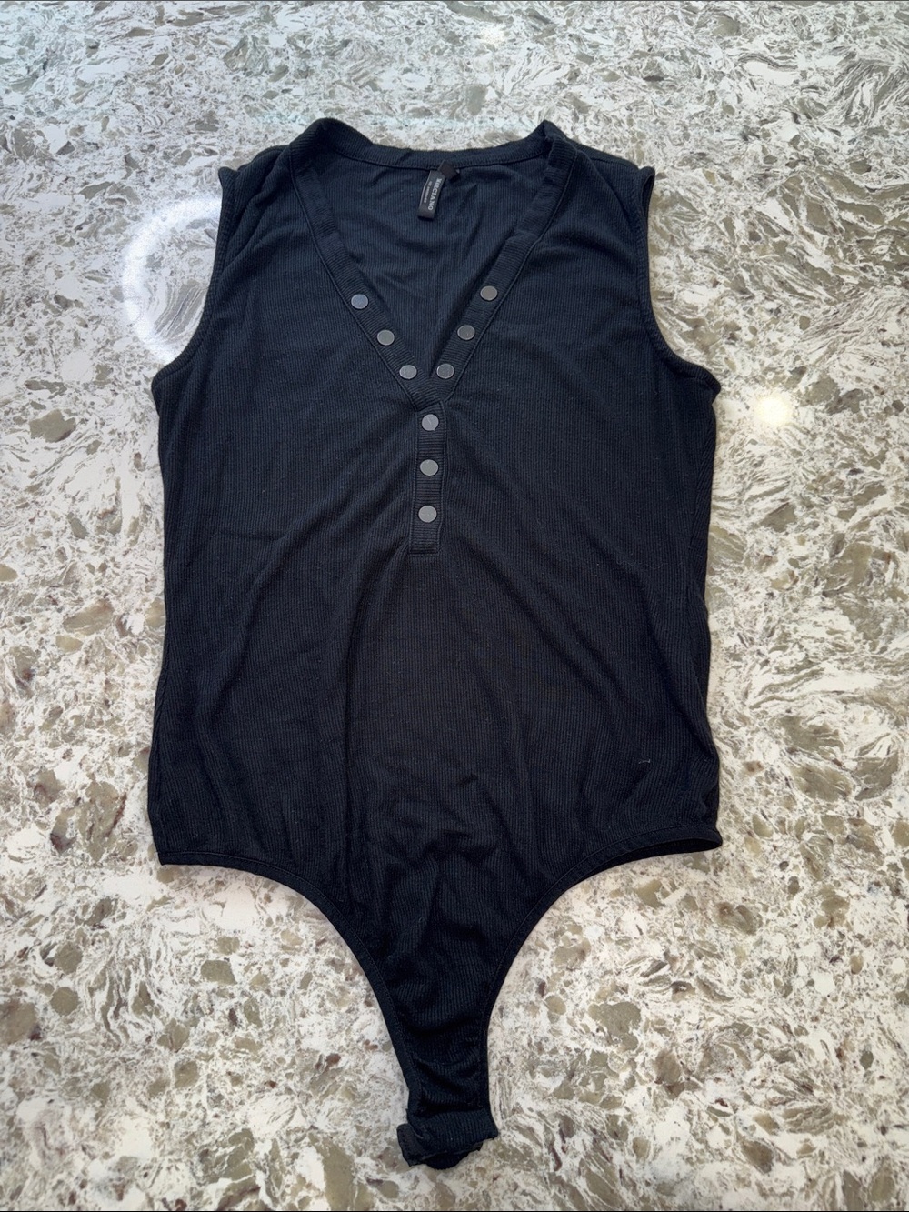 Marciano Black Sleeveless V-Neck Snap-Front Bodysuit